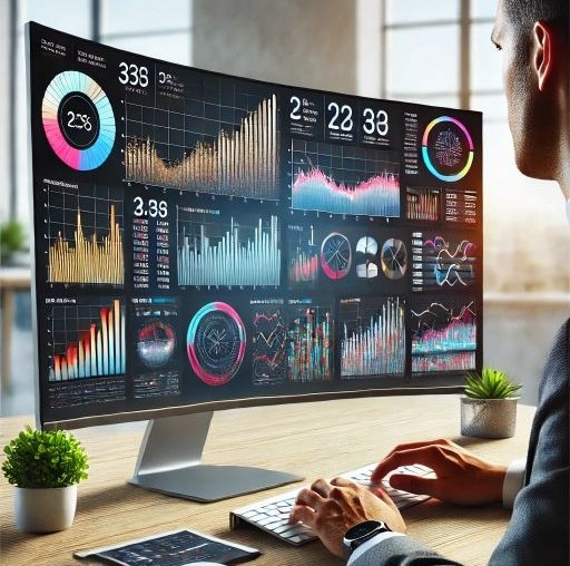 Dashboard analítico y KPIs en pantalla